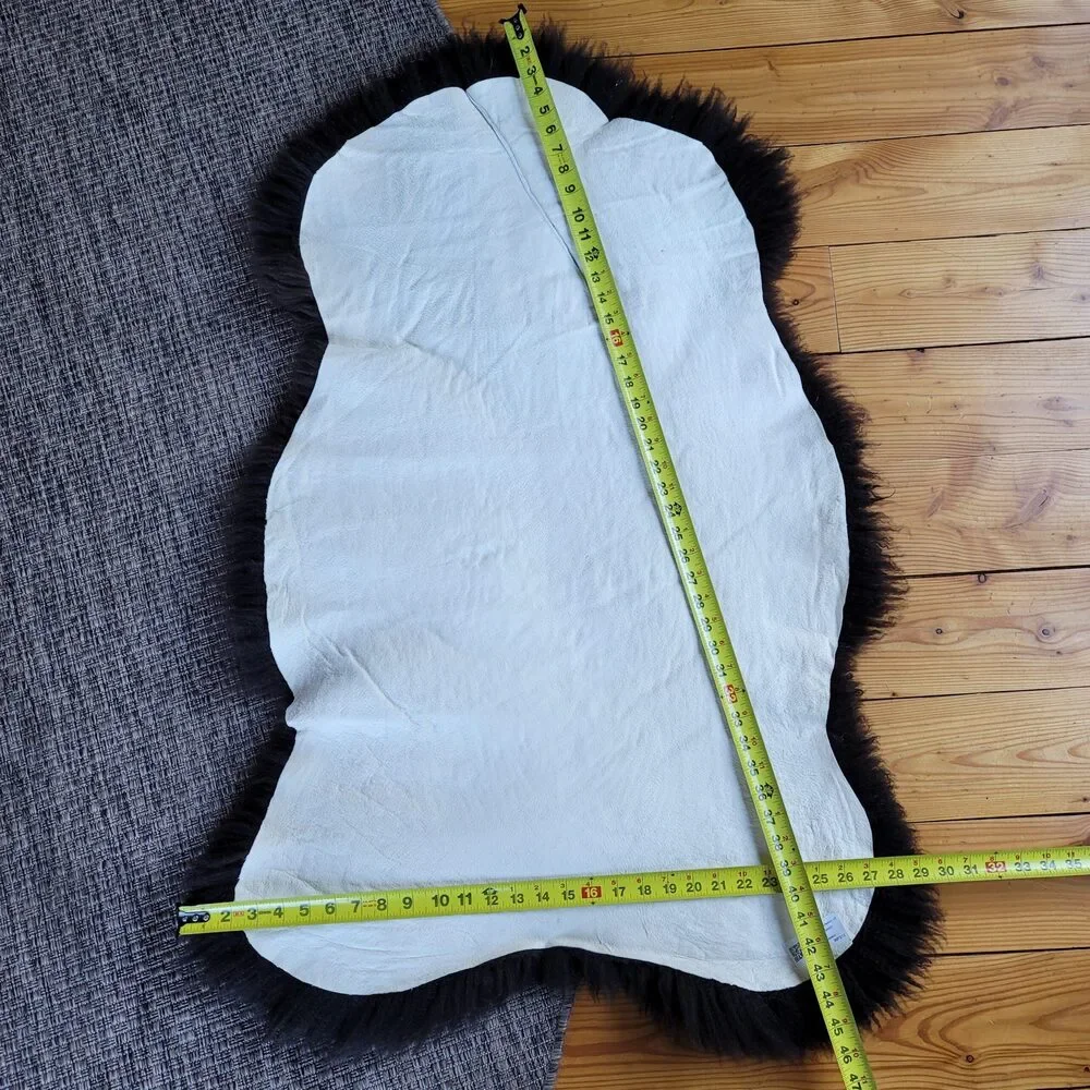 Genuine Swedish Sheepskin Rug Stitched Fixed Silky Wool Pelt Throw 46